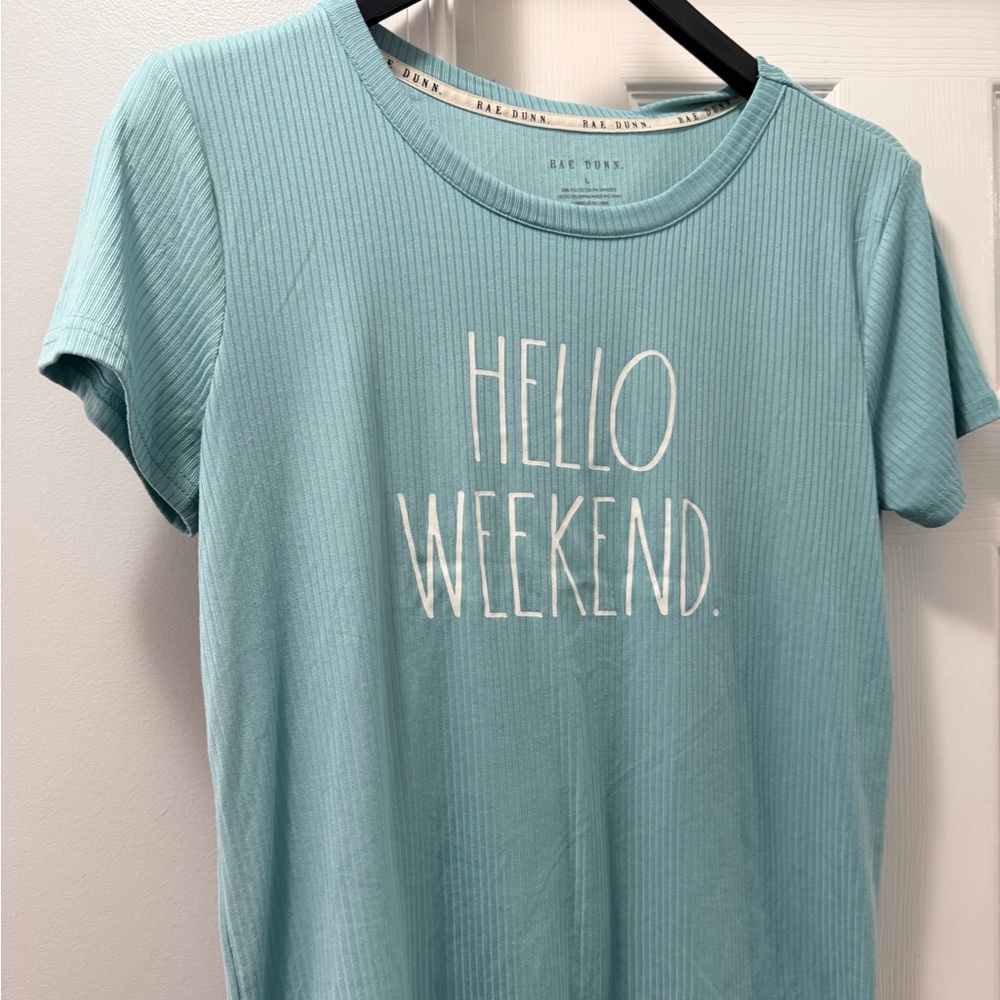 Rae Dunn Blue 'Hello Weekend' T-Shirt